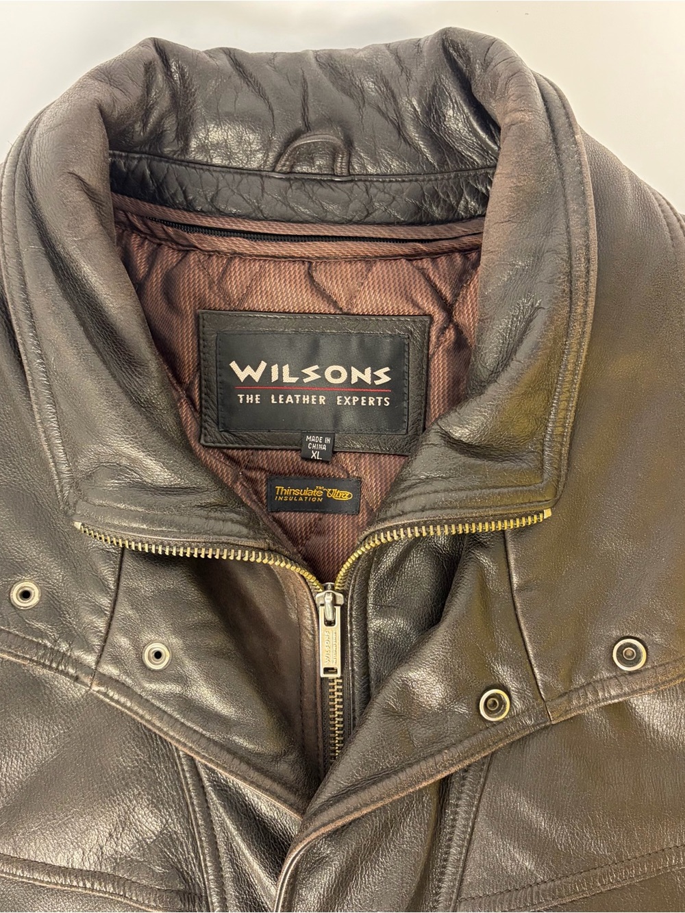 Wilson Dark Brown Leather Bomber Jacket with Detachable Insulated Lining